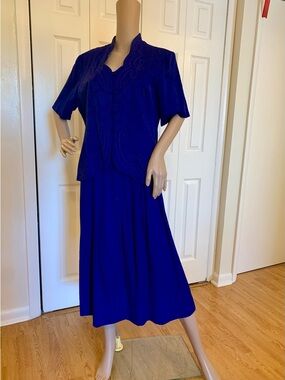 Women's Two-Piece Midi Dress Set in Royal Blue